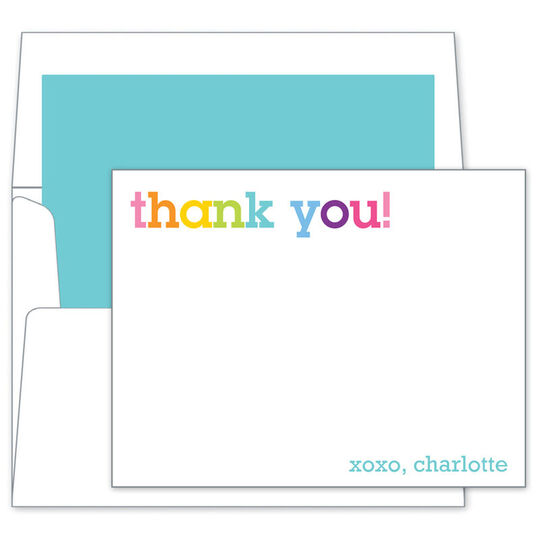 Rainbow Thank You Flat Note Cards